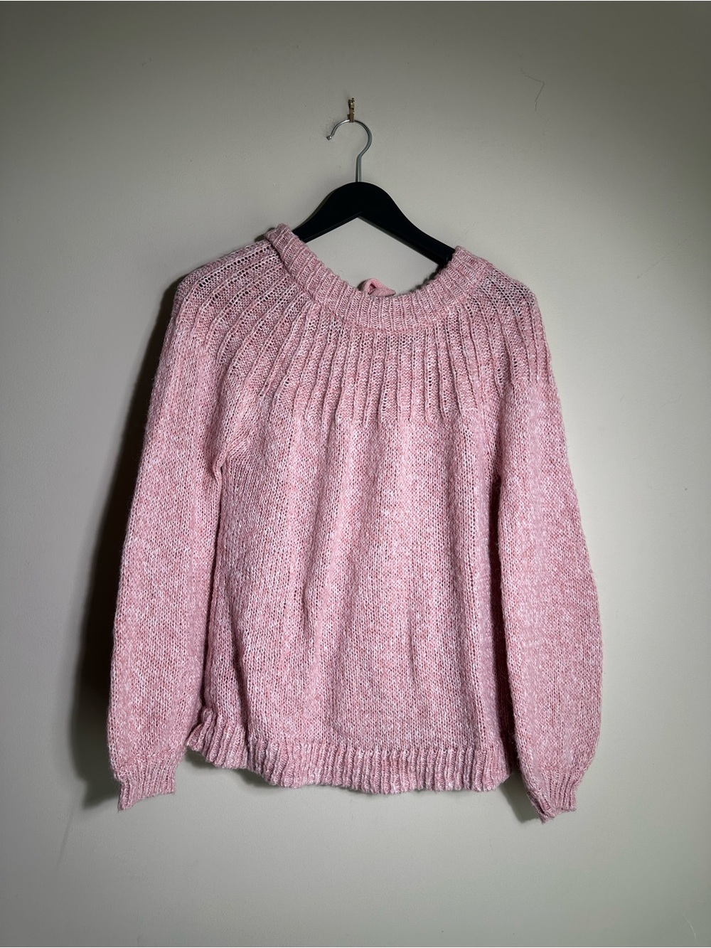 LC Lauren Conrad Blush Pink Ribbed Yoke Knit Sweater